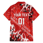 Personalized St. George Illawarra Dragons Rugby Family Matching Off Shoulder Maxi Dress and Hawaiian Shirt Urban Street Graffiti Style - Distressed Splatter Elements
