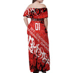 Personalized St. George Illawarra Dragons Rugby Family Matching Off Shoulder Maxi Dress and Hawaiian Shirt Urban Street Graffiti Style - Distressed Splatter Elements