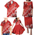 Personalized St. George Illawarra Dragons Rugby Family Matching Puletasi and Hawaiian Shirt Urban Street Graffiti Style - Distressed Splatter Elements