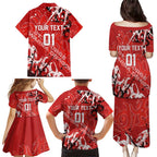 Personalized St. George Illawarra Dragons Rugby Family Matching Puletasi and Hawaiian Shirt Urban Street Graffiti Style - Distressed Splatter Elements