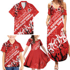 Personalized St. George Illawarra Dragons Rugby Family Matching Summer Maxi Dress and Hawaiian Shirt Urban Street Graffiti Style - Distressed Splatter Elements