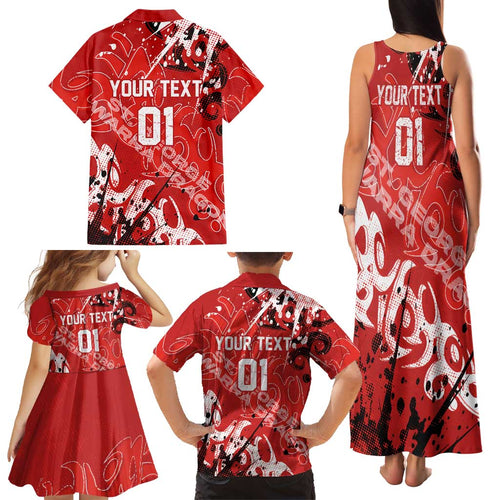 Personalized St. George Illawarra Dragons Rugby Family Matching Tank Maxi Dress and Hawaiian Shirt Urban Street Graffiti Style - Distressed Splatter Elements
