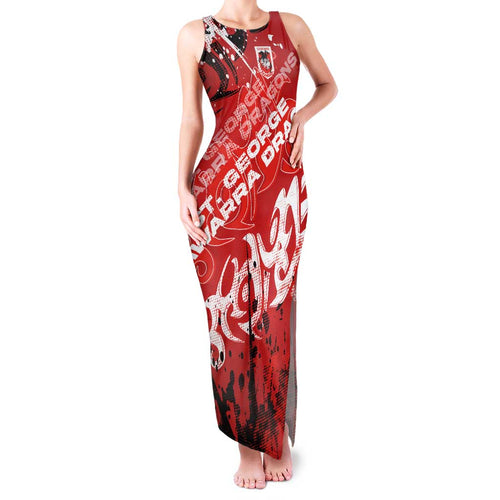 Personalized St. George Illawarra Dragons Rugby Family Matching Tank Maxi Dress and Hawaiian Shirt Urban Street Graffiti Style - Distressed Splatter Elements