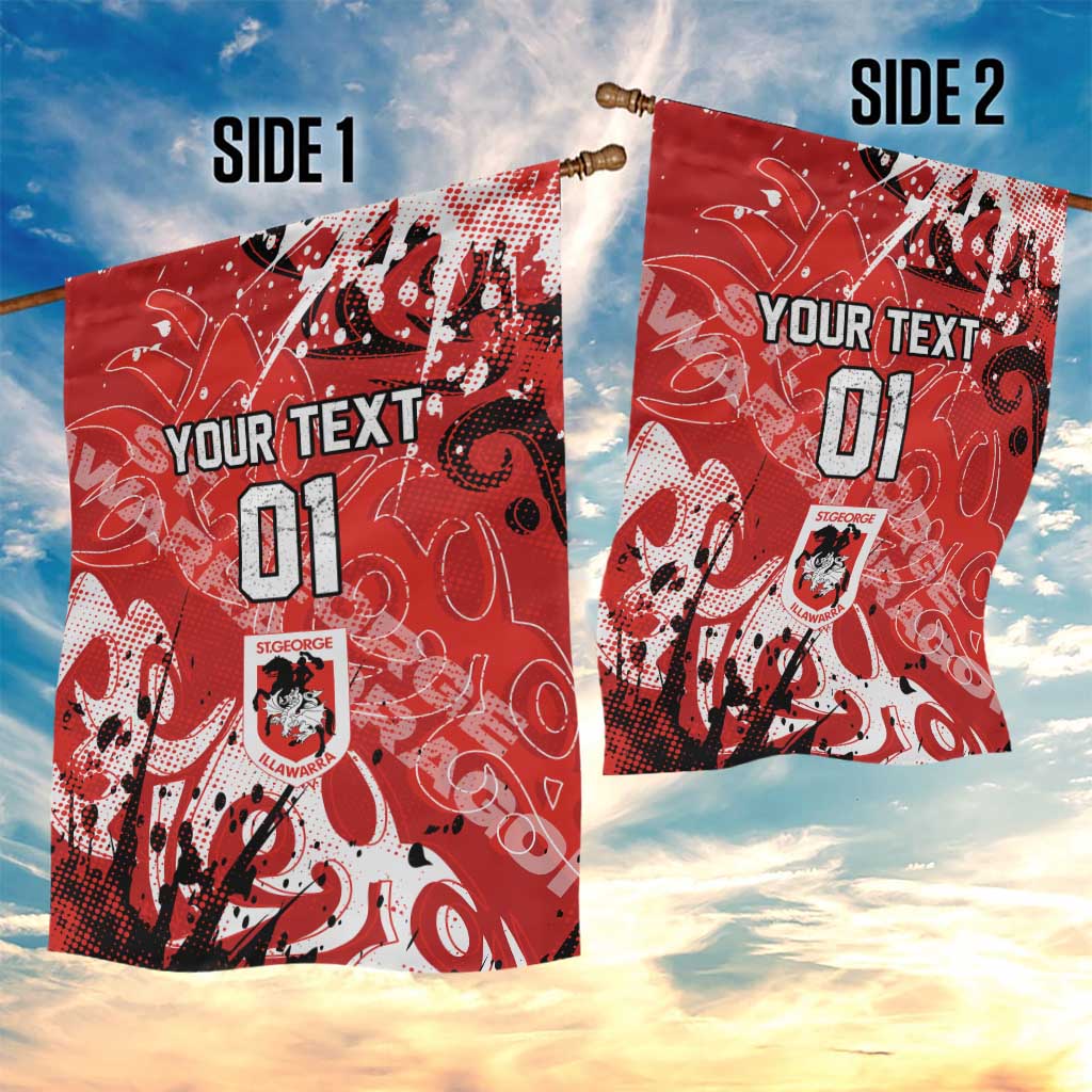 Personalized St. George Illawarra Dragons Rugby Garden Flag Urban Street Graffiti Style - Distressed Splatter Elements