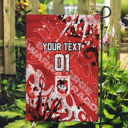Personalized St. George Illawarra Dragons Rugby Garden Flag Urban Street Graffiti Style - Distressed Splatter Elements