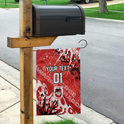 Personalized St. George Illawarra Dragons Rugby Garden Flag Urban Street Graffiti Style - Distressed Splatter Elements