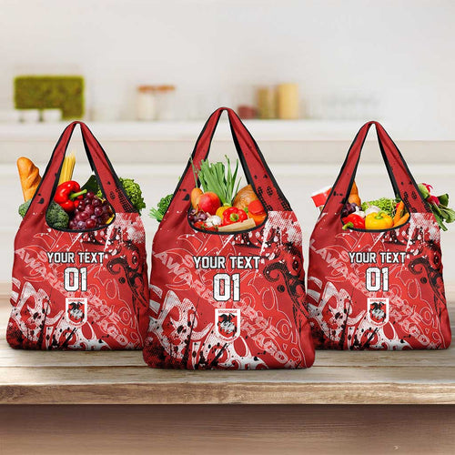 Personalized St. George Illawarra Dragons Rugby Grocery Bag Urban Street Graffiti Style - Distressed Splatter Elements