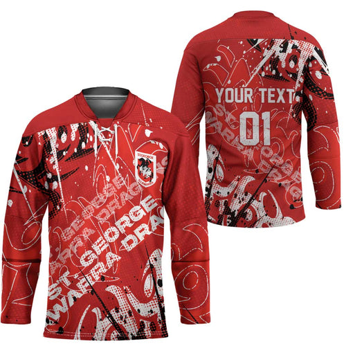 Personalized St. George Illawarra Dragons Rugby Hockey Jersey Urban Street Graffiti Style - Distressed Splatter Elements