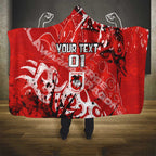 Personalized St. George Illawarra Dragons Rugby Hooded Blanket Urban Street Graffiti Style - Distressed Splatter Elements
