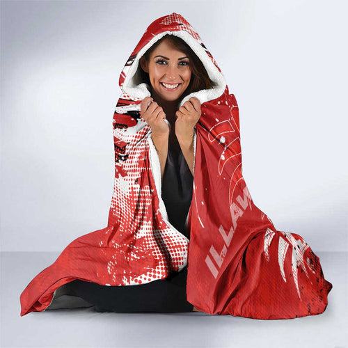 Personalized St. George Illawarra Dragons Rugby Hooded Blanket Urban Street Graffiti Style - Distressed Splatter Elements