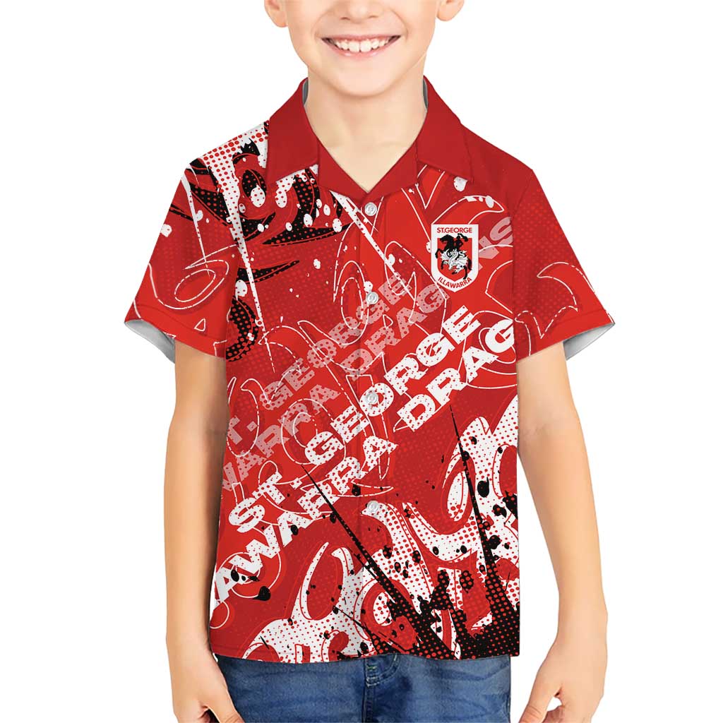 Personalized St. George Illawarra Dragons Rugby Kid Hawaiian Shirt Urban Street Graffiti Style - Distressed Splatter Elements