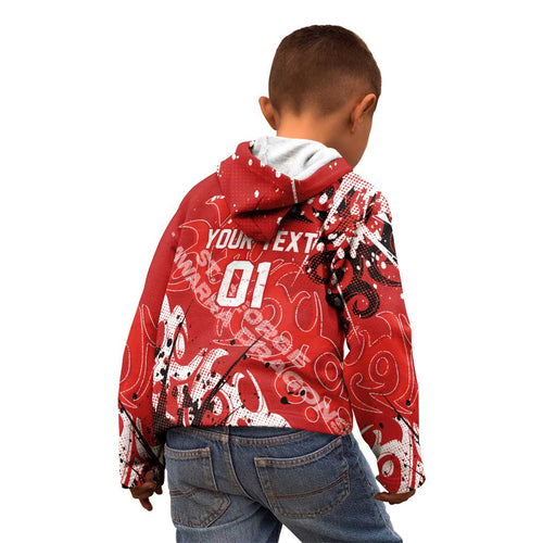 Personalized St. George Illawarra Dragons Rugby Kid Hoodie Urban Street Graffiti Style - Distressed Splatter Elements