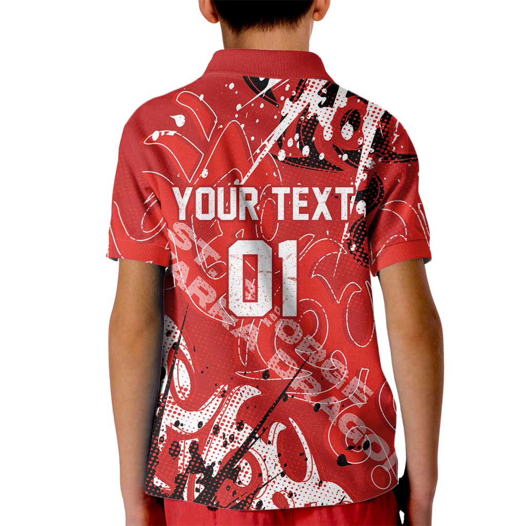 Personalized St. George Illawarra Dragons Rugby Kid Polo Shirt Urban Street Graffiti Style - Distressed Splatter Elements