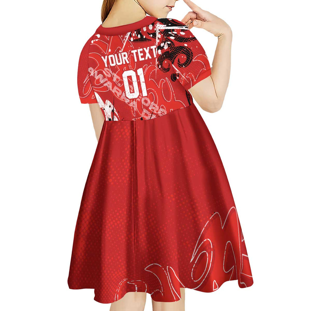 Personalized St. George Illawarra Dragons Rugby Kid Short Sleeve Dress Urban Street Graffiti Style - Distressed Splatter Elements