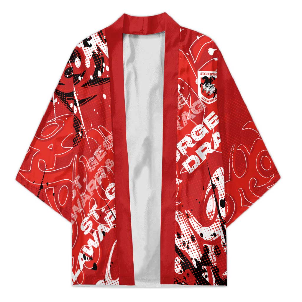 Personalized St. George Illawarra Dragons Rugby Kimono Urban Street Graffiti Style - Distressed Splatter Elements