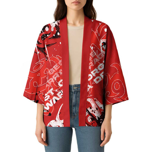 Personalized St. George Illawarra Dragons Rugby Kimono Urban Street Graffiti Style - Distressed Splatter Elements