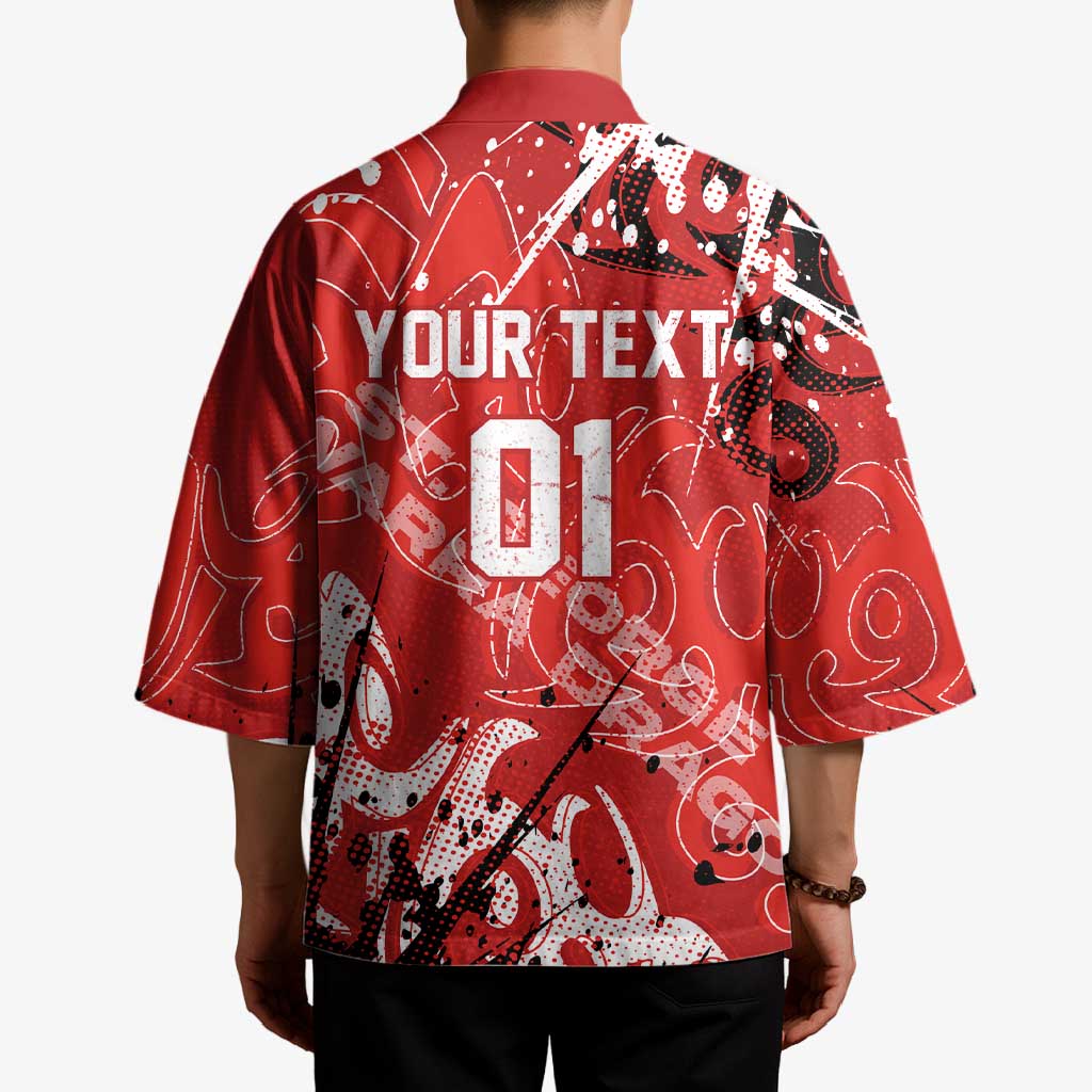 Personalized St. George Illawarra Dragons Rugby Kimono Urban Street Graffiti Style - Distressed Splatter Elements