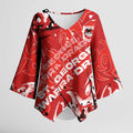 Personalized St. George Illawarra Dragons Rugby Kimono Sleeve Blouse Urban Street Graffiti Style - Distressed Splatter Elements