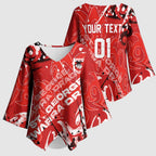 Personalized St. George Illawarra Dragons Rugby Kimono Sleeve Blouse Urban Street Graffiti Style - Distressed Splatter Elements