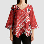 Personalized St. George Illawarra Dragons Rugby Kimono Sleeve Blouse Urban Street Graffiti Style - Distressed Splatter Elements