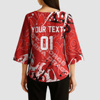 Personalized St. George Illawarra Dragons Rugby Kimono Sleeve Blouse Urban Street Graffiti Style - Distressed Splatter Elements