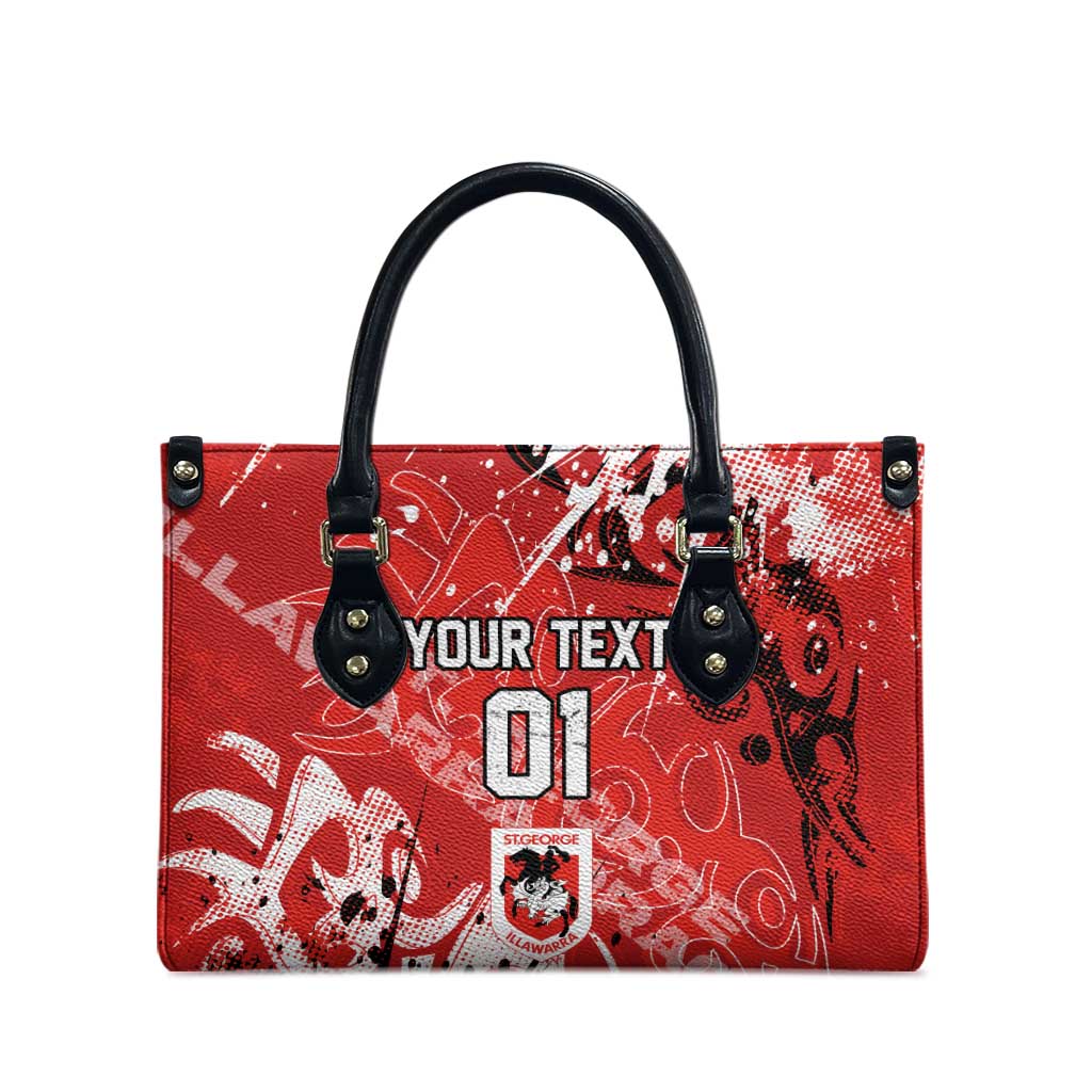 Personalized St. George Illawarra Dragons Rugby Leather Bag Urban Street Graffiti Style - Distressed Splatter Elements