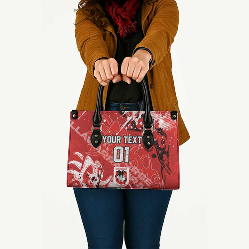 Personalized St. George Illawarra Dragons Rugby Leather Bag Urban Street Graffiti Style - Distressed Splatter Elements