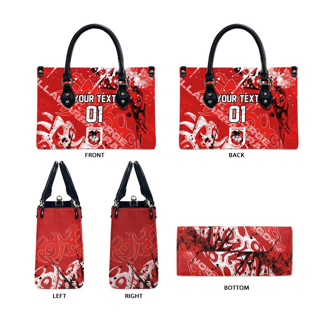 Personalized St. George Illawarra Dragons Rugby Leather Bag Urban Street Graffiti Style - Distressed Splatter Elements