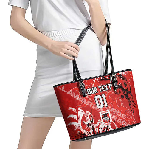 Personalized St. George Illawarra Dragons Rugby Leather Tote Bag Urban Street Graffiti Style - Distressed Splatter Elements