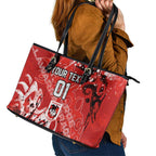 Personalized St. George Illawarra Dragons Rugby Leather Tote Bag Urban Street Graffiti Style - Distressed Splatter Elements