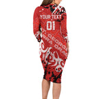 Personalized St. George Illawarra Dragons Rugby Long Sleeve Bodycon Dress Urban Street Graffiti Style - Distressed Splatter Elements