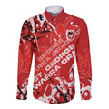 Personalized St. George Illawarra Dragons Rugby Long Sleeve Button Shirt Urban Street Graffiti Style - Distressed Splatter Elements