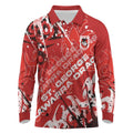 Personalized St. George Illawarra Dragons Rugby Long Sleeve Polo Shirt Urban Street Graffiti Style - Distressed Splatter Elements