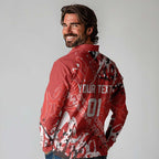 Personalized St. George Illawarra Dragons Rugby Long Sleeve Polo Shirt Urban Street Graffiti Style - Distressed Splatter Elements