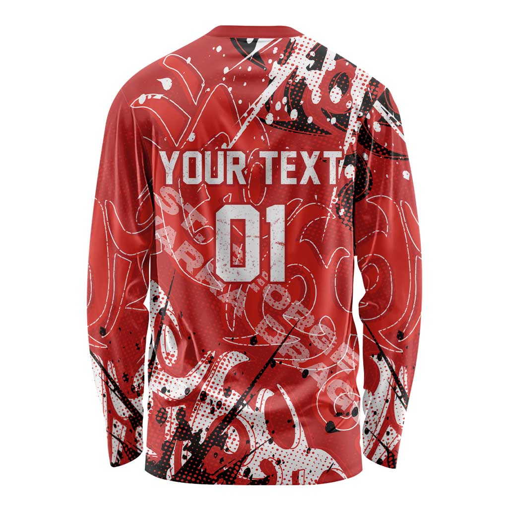 Personalized St. George Illawarra Dragons Rugby Long Sleeve Shirt Urban Street Graffiti Style - Distressed Splatter Elements