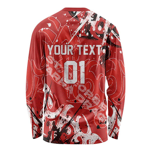 Personalized St. George Illawarra Dragons Rugby Long Sleeve Shirt Urban Street Graffiti Style - Distressed Splatter Elements