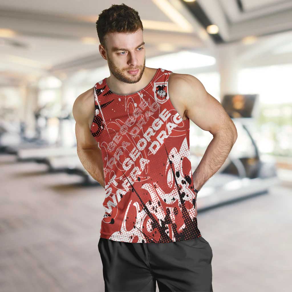 Personalized St. George Illawarra Dragons Rugby Men Tank Top Urban Street Graffiti Style - Distressed Splatter Elements