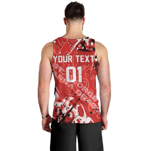 Personalized St. George Illawarra Dragons Rugby Men Tank Top Urban Street Graffiti Style - Distressed Splatter Elements