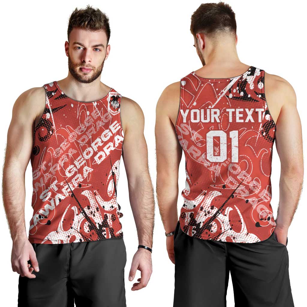 Personalized St. George Illawarra Dragons Rugby Men Tank Top Urban Street Graffiti Style - Distressed Splatter Elements