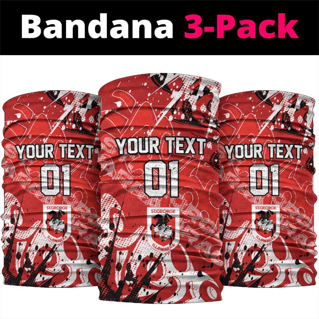 Personalized St. George Illawarra Dragons Rugby Neck Gaiter Urban Street Graffiti Style - Distressed Splatter Elements