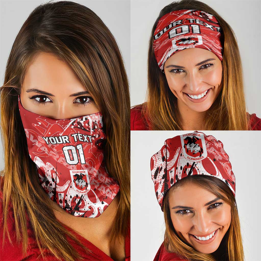 Personalized St. George Illawarra Dragons Rugby Neck Gaiter Urban Street Graffiti Style - Distressed Splatter Elements
