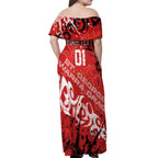 Personalized St. George Illawarra Dragons Rugby Off Shoulder Maxi Dress Urban Street Graffiti Style - Distressed Splatter Elements