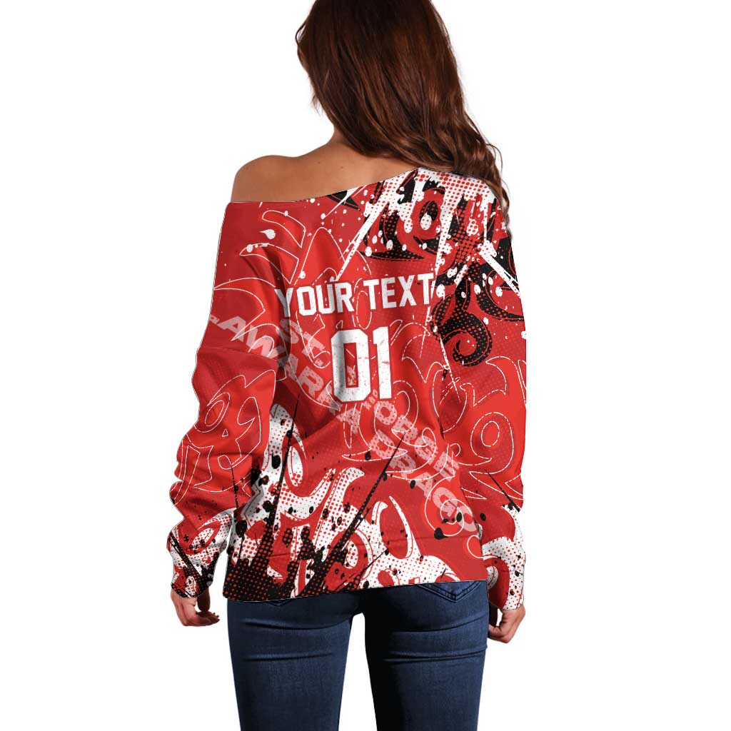 Personalized St. George Illawarra Dragons Rugby Off Shoulder Sweater Urban Street Graffiti Style - Distressed Splatter Elements