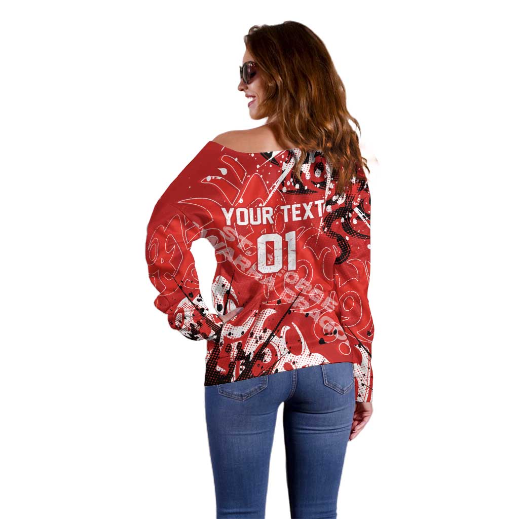 Personalized St. George Illawarra Dragons Rugby Off Shoulder Sweater Urban Street Graffiti Style - Distressed Splatter Elements