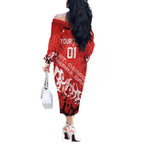Personalized St. George Illawarra Dragons Rugby Off The Shoulder Long Sleeve Dress Urban Street Graffiti Style - Distressed Splatter Elements