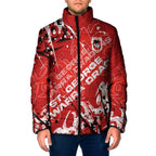Personalized St. George Illawarra Dragons Rugby Padded Jacket Urban Street Graffiti Style - Distressed Splatter Elements