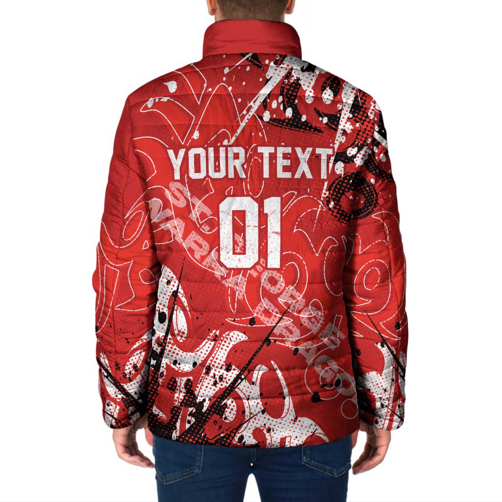 Personalized St. George Illawarra Dragons Rugby Padded Jacket Urban Street Graffiti Style - Distressed Splatter Elements