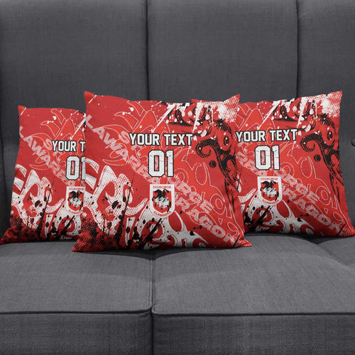 Personalized St. George Illawarra Dragons Rugby Pillow Cover Urban Street Graffiti Style - Distressed Splatter Elements
