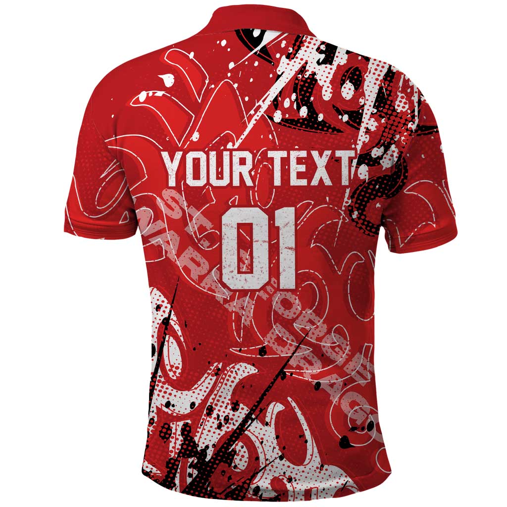 Personalized St. George Illawarra Dragons Rugby Polo Shirt Urban Street Graffiti Style - Distressed Splatter Elements