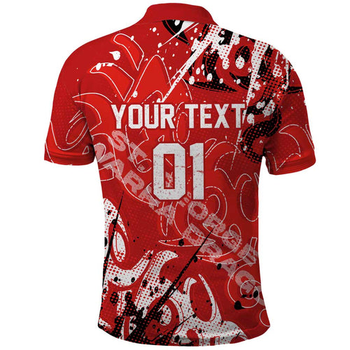Personalized St. George Illawarra Dragons Rugby Polo Shirt Urban Street Graffiti Style - Distressed Splatter Elements